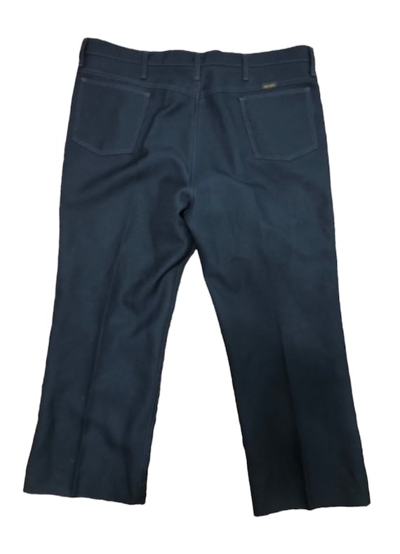 Vintage 1970’s Wrangler Polyester Pants Navy Blue… - image 1