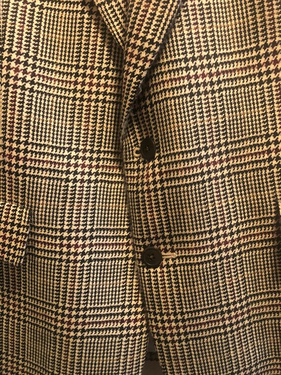 Fantastic 80s Vintage Mens M-L Houndstooth Single… - image 2