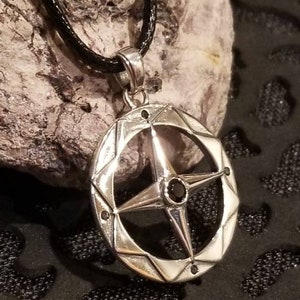 Viking Sterling Silver Jewelry Odin&#39;s Cross Solar Wheel Oxydized 925 1 inch pendant