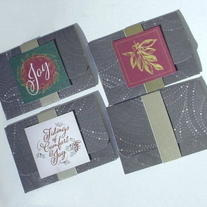 4 Holiday GIFT CARD WALLETS Money Holders Elegant Grey Design  Modern Christmas