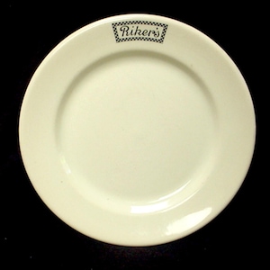 Vintage RIKER'S RESTAURANT Dinner Plate 9" CARR China Diner Ware 1940s New York