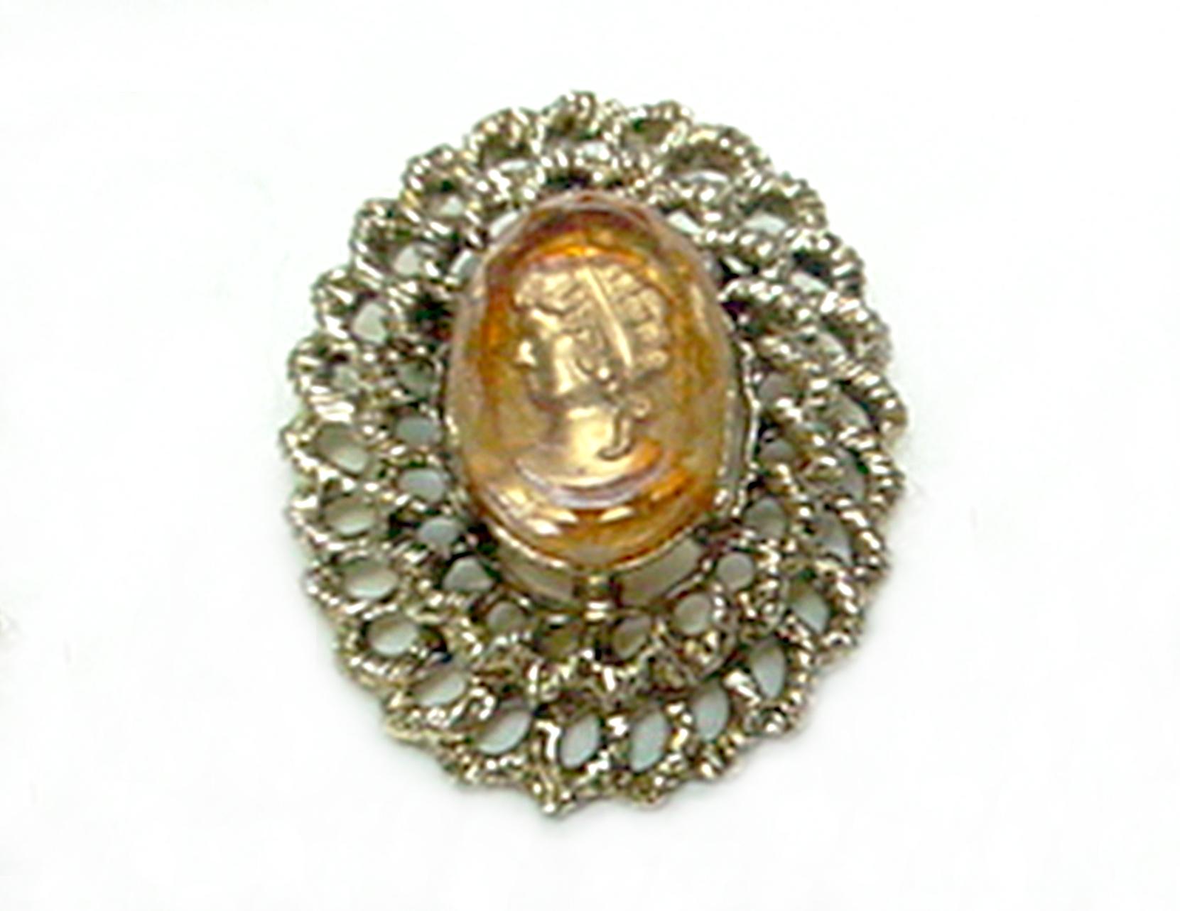 Vintage Brooch Oval Reverse Glass Cameo Effect Pin - Etsy