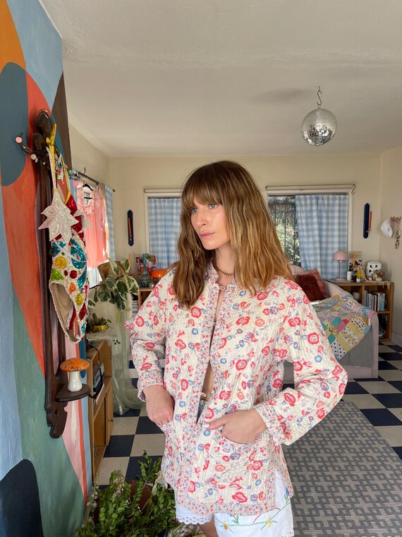 70s Vintage Reversible Floral Print Patchwork Boh… - image 7