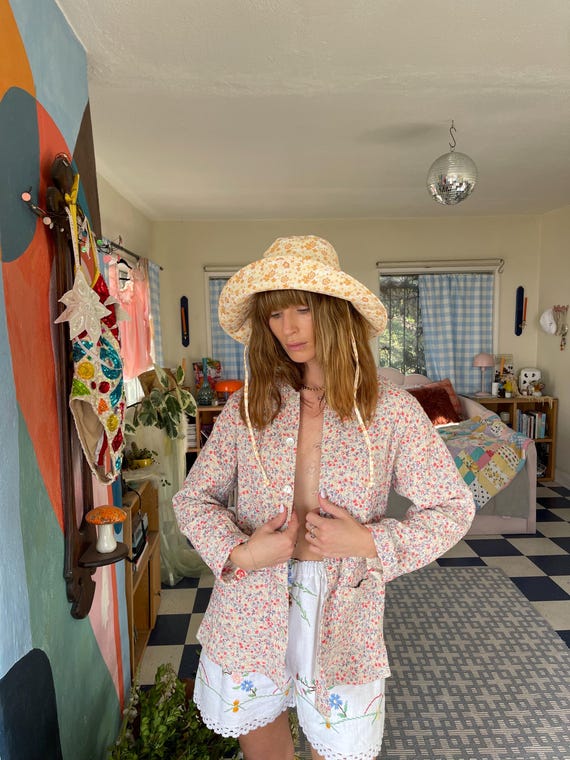 70s Vintage Reversible Floral Print Patchwork Boh… - image 2