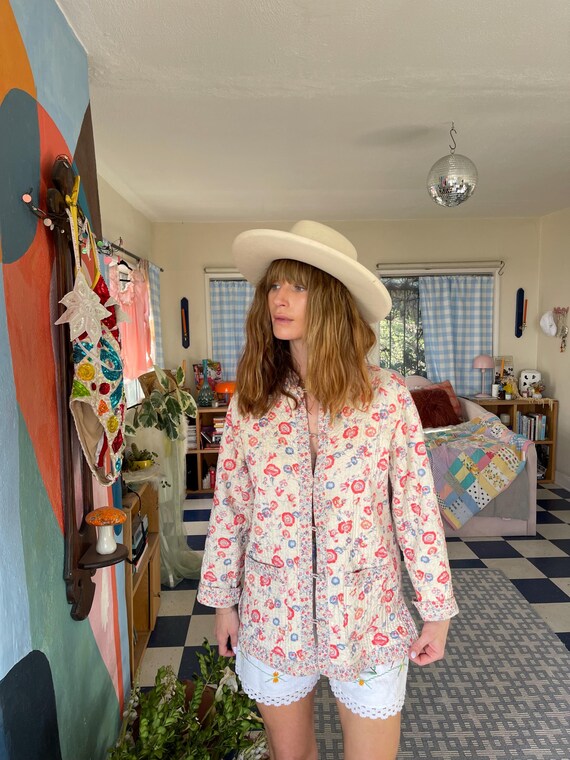 70s Vintage Reversible Floral Print Patchwork Boh… - image 4