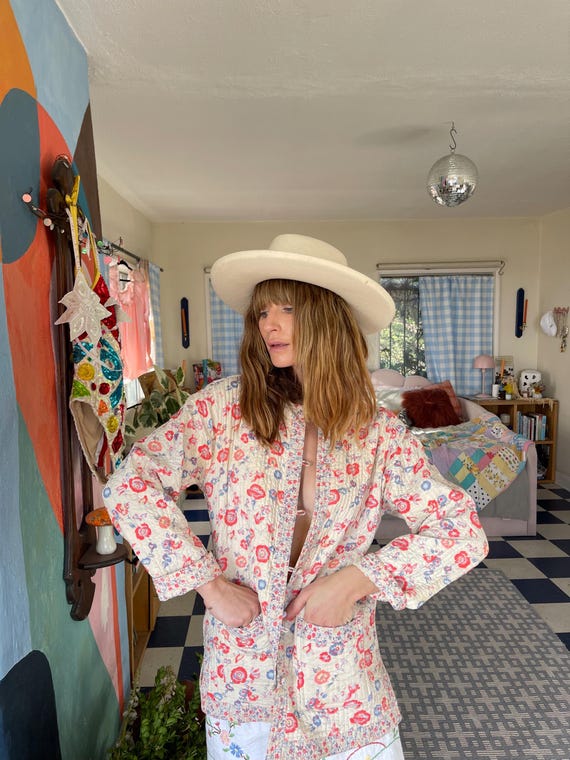 70s Vintage Reversible Floral Print Patchwork Boh… - image 6