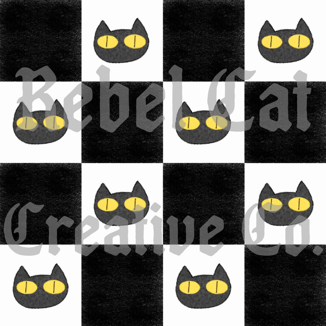Checkerboard Black Cat Seamless Pattern - Etsy