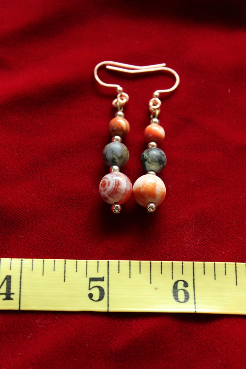 African Turquoise Ocean Jade and Fire Agate Earrings