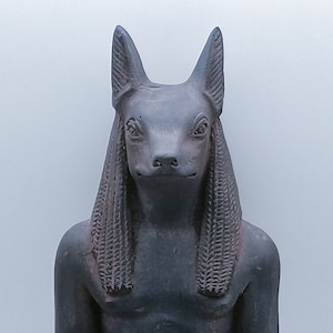 seated Anubis statue God of Death Sculpture black stone heavy made in Egypt
