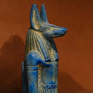 Unique Egyptian Statue Anubis Sculpture blue & Brown color god of the dead and judgment made in Egypt