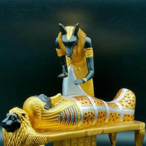 Anubis - Egyptian statue of god of mummification Embalming Pharaoh Mummy made from poly stone , made in Egypt