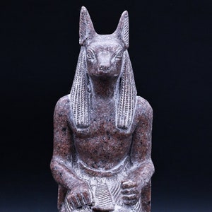seated Anubis statue God of Death Sculpture granite stone heavy made in Egypt