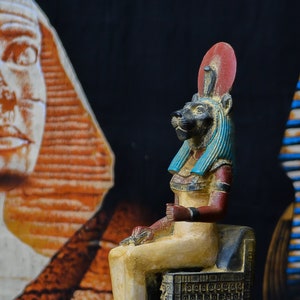 Unique statue of goddess Sekhmet seated Figurine stone made in Egypt