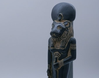 Statue of goddess Sekhmet black Egyptian art Unique heavy stone made in Egypt