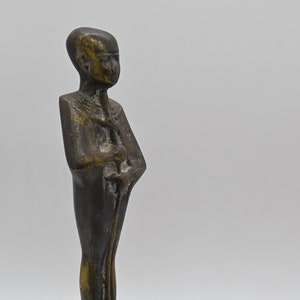 Vintage Unique statue of Ptah God craftsmen handmade old copper Alabaster stone heavy made in Egypt