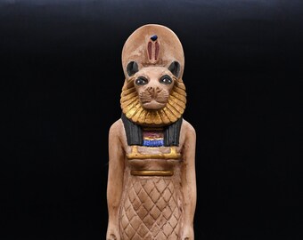 Estatua única de la diosa Sekhmet de pie, poder espiritual y protección, réplica de piedra pesada del antiguo altar de Egipto hecho en Egipto