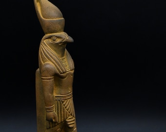 Horus standing as a falcon & wearing the crown - Handmade Stone - Handmade - our item is made with Egyptian soul