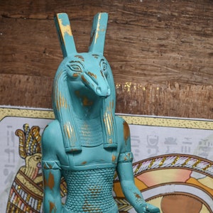 Unique Seth Egyptian God Of Chaos And Desert Bronze green statue Unique large made in egypt
