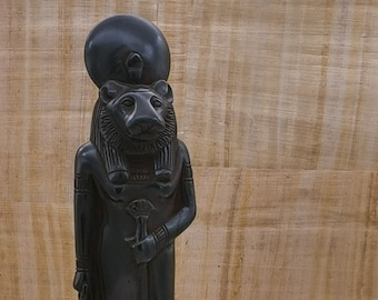 Statue of goddess Sekhmet Unique Egyptian art black heavy stone made in Egypt