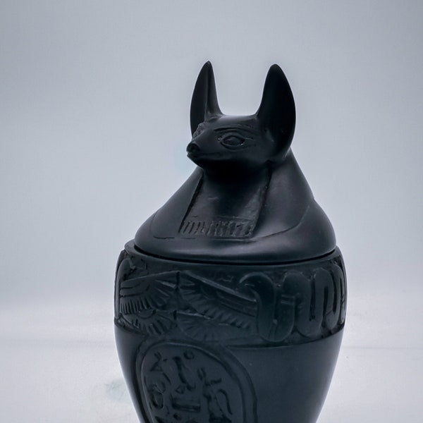 Canopic jars - The Four fantastic black Jars made for you with the perfect color and the wings - Handmade -made in Egypt