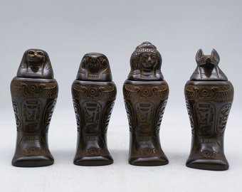 エジプト美術 カノプス壺セット ホルスの息子4人 2色 エジプト製