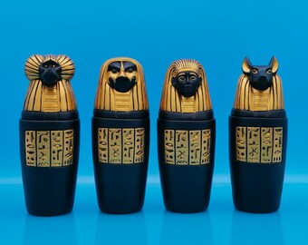 エジプト美術 カノプス壺セット ホルスの息子4人 2色 エジプト製