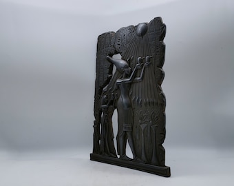 Wall hanging Egyptian Pharaoh Akhenaten and his family worshiping the Aten God made in egypt