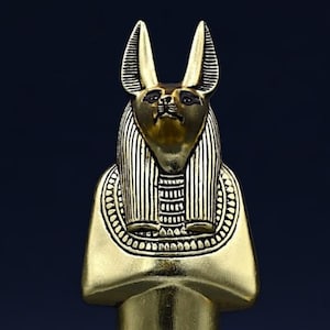 statue of Egyptian god Anubis jackal headed god of death large unique Egyptian art heavy gold leaf 15&#39; made in Egypt