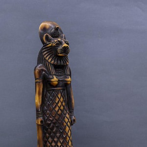 Statue goddess Sekhmet standing brown finish made in Egypt