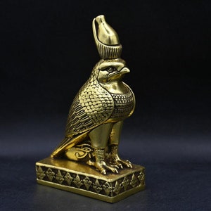 statue of Egyptian art hand painted god Falcon Bird Horus gold leaf made in egypt