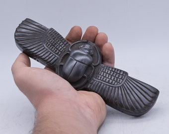 Unique EGYPTIAN art Winged SCARAB BEETLE Khepri stone 2 style made in Egypt