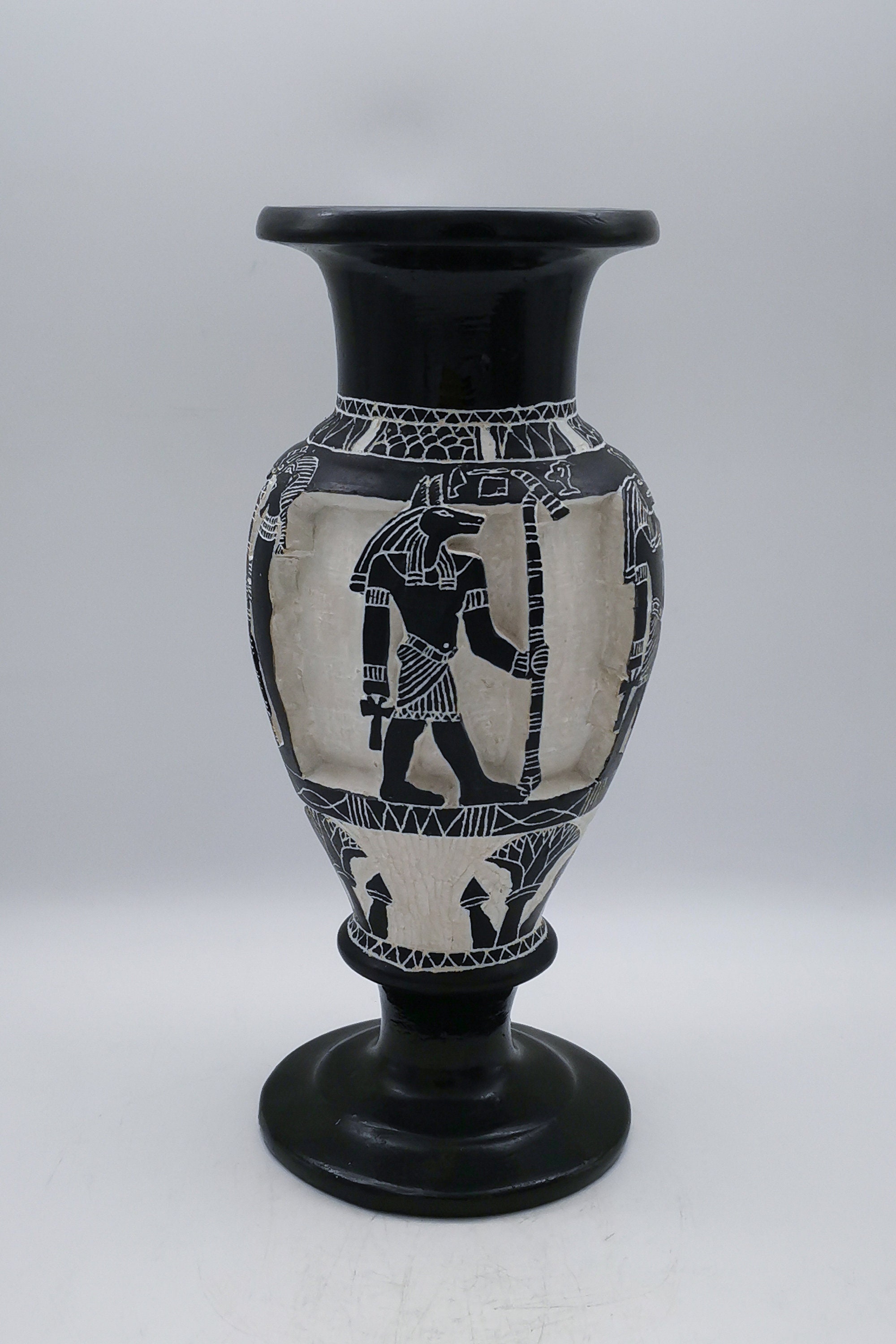 Unique Egyptian Art Vase black Stonestele pharaoh Engraved Etsy