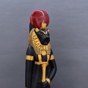 statue of Sekhmet warrior goddess standing unique painted black Large heavy Ancient Egypt altar made in Egypt