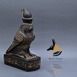statue of Horus god Falcon Bird Sculpture black heavy stone made in Egypt