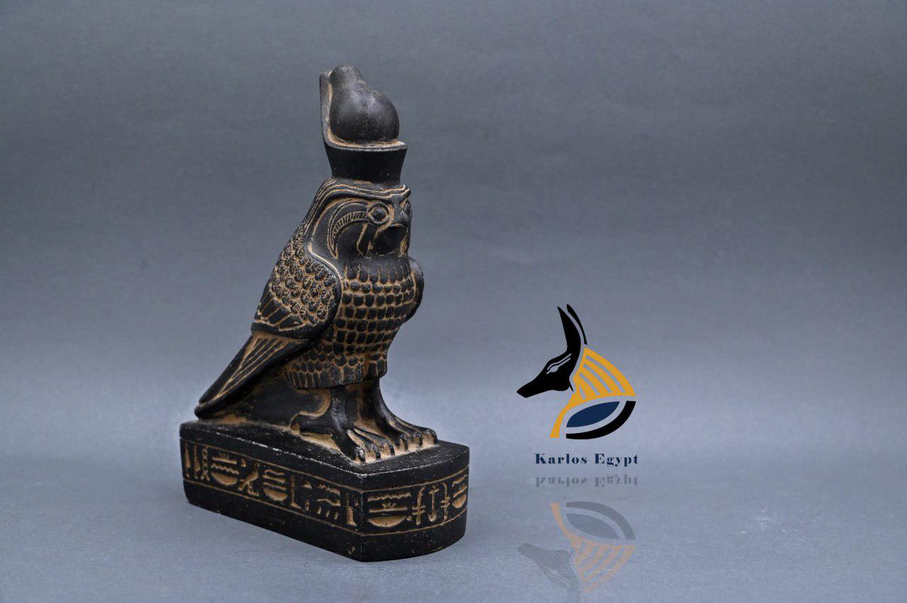 statue of Horus god Falcon Bird Sculpture black heavy stone made in Egypt