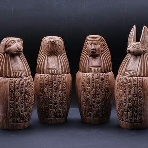 Gorgeous Canopic jars - The Four organs Jars made from stone with the beautiful Egyptian hand made touching - made in Egypt