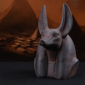 Unique Egyptian God Anubis head Earthy black stone made in Egypt
