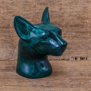 Egyptian Art figurine goddess Bastet head green made in Egypt