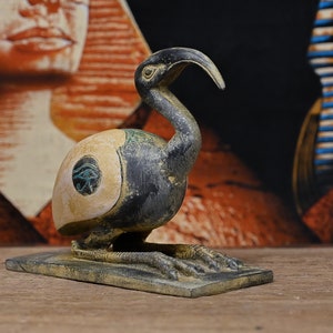 Handmade Stone Ibis Statue: Egyptian God Thoth Sculpture