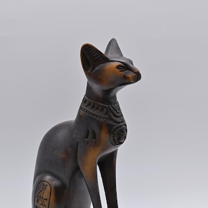 Egyptian goddess Bastet statue Brown solid stone made in Egypt
