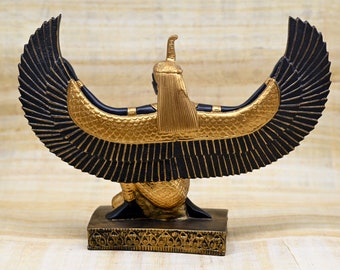 エジプトの女神マアト 翼を開いた大きな像 金と黒 エジプト製