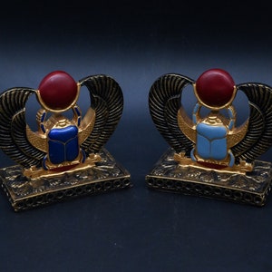 Unique EGYPTIAN art Winged SCARAB BEETLE  stone 2 style made in Egypt