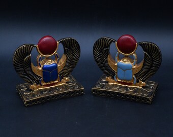 Unique EGYPTIAN art Winged SCARAB BEETLE  stone 2 style made in Egypt