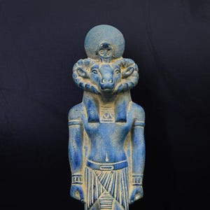 Egyptian God khnum statue large blue stone made in Egypt