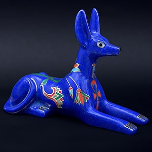 Unique Egyptian god Anubis Jackal dog heavy stone covered Natural Gemstones Statue made in Egypt