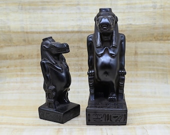 The amazing Taweret (Sobek) standing with the Egyptian alphabet- made from Black stone with the beautiful Egyptian old touching
