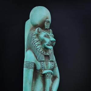 Goddess Sekhmet statue Large green Ancient Egypt altar Unique heavy made in Egypt