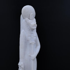 statue of Sekhmet Large Sculpture marble stone warrior goddess of war hold ankh by hand replica altar statue Ancient Egypt made in Egypt
