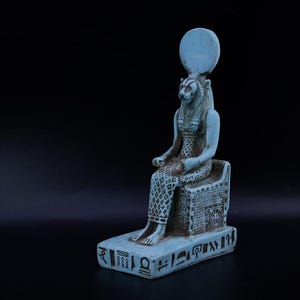 Unique statue of goddess Sekhmet seated Figurine blue made in Egypt