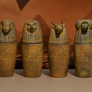 Handmade Egyptian Canopic Jars: Four Sons of Horus Replica